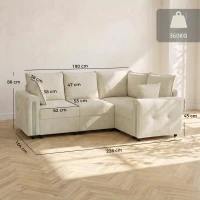 HOMCOM 228cm L Shaped Sofa with Lift-Up Storage, 3-Seater Sectional Sofa with Wide Deep Seat, Beige(m-3)