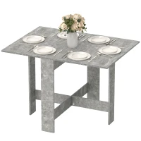 HOMCOM Folding Dining Table, Space-Saving Drop Leaf Kitchen Table for 4-6 People Grey(m-9)