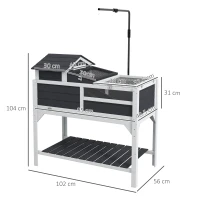 PawHut Wooden Tortoise Enclosure, Tortoise Tank w/ Adjustable Lamp Holder, Openable Lid, Removable Main House - Grey(m-3)