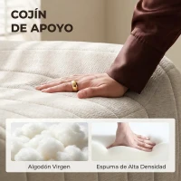 HOMCOM Sillón Relax Sofá Individual de Chenilla Moderna Acolchado de Espuma de Alta Densidad Diseño Comprimido Beige(m-6)