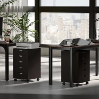 HOMCOM Cajonera Oficina con Ruedas y 5 Cajones Archivador Móvil para Estudio Salón 40x40x68,5 cm Marrón(m-8)