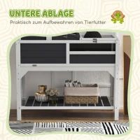 PawHut Houten Schildpaddenhuis, 2-Laags Schildpaddenverblijf met Plank, Lamphouder, Hoofdverblijf, Acrylvenster en Klapdak(m-7)