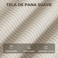HOMCOM Sillón con Reposapiés Respaldo Ajustable Sillón de Lectura de Pana con Asiento Ancho Acolchado Grueso Crema(m-6)
