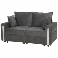 HOMCOM 2 Seater Sofa with Lift-Up Storage, 168 cm Comfy Velvet Small Couch with Wide Deep Seat, Plush Backrest, Thick Padding, 2 Pillows, Loveseat for Living Room, Home Office, Dark Grey(m-15)