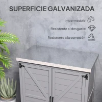 Outsunny Caseta de Jardín Exterior de Madera con Techo de Acero y 2 Puertas para Almacenamiento Herramientas 79x43x92 cm Gris(m-5)