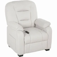 HOMCOM Sillón Relax Reclinable Eléctrico Silencioso con Función Memoria Reposapiés Mando a Distancia Bolsillos Laterales Crema(m-1)