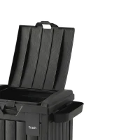 Outsunny 110 L Outdoor Bin with Dual Lid, Waterproof Plastic Trash Bin with Ashtray and Drip Tray, Garden Waste Trash Bin, Black(m-13)