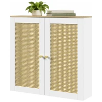 HOMCOM Cubre Radiadores con 2 Puertas de Ratán Cubreradiador Cubierta para Radiador para Salón Dormitorio 78x19x75 cm Blanco(m-15)