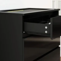 HOMCOM High Gloss 4 Drawer Chest of Drawers with Glass Top and RGB LED Lights, Dresser w/ Jewelry Organizer, APP Control, Black(m-11)