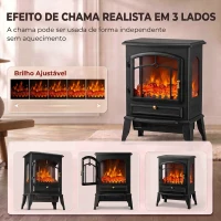 Lareira Elétrica HOMCOM com Efeito Chama 3D, 39x24x57 cm, Preta(m-4)