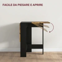 HOMCOM Tavolo da Pranzo Pieghevole per 2-4 Persone, 103x76x73.5cm Tavolo Cucina a Ribalta, Salvaspazio Marrone Rustico(m-4)