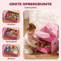 AIYAPLAY Kindertafel met Stoel 2-in-1, Kinderzitgroep met Opbergruimte, Ruimtebesparend, voor 3-5 Jaar, Roze(m-5)