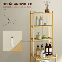 HOMCOM Estantería de Baño de Bambú de 7 Niveles Diseño de Lamas 44x33x180 cm Natural(m-5)
