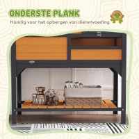PawHut Houten schildpaddenhuis 2-laags met plank, lamphouder, acrylvenster en klapdak(m-7)