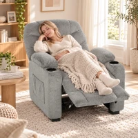 HOMCOM Sillón Relax Reclinable Eléctrico Silencioso con Función Memoria Reposapiés Mando a Distancia Bolsillos Laterales Gris(m-10)