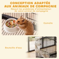 PawHut Cage hamster cage rongeur 2 étages avec roulettes plate-forme et échelle en fil d'acier 57 x 43 x 57 cm noir(m-6)