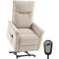 HOMCOM Fauteuil Releveur Électrique, Fauteuil Relax Électrique en Chenille avec Dossier Inclinable, Coussin à Ressorts, Crème(m-16)