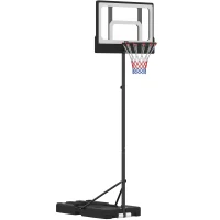 SPORTNOW Cesto de Basquetebol Infantil com Suporte Ajustável 108-213 cm com Rodas Preto(m-1)