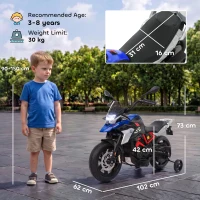 AIYAPLAY Moto Elettrica per Bambini 3-8 Anni 12V Licenza BMW G310 GS, Batteria al Litio, Rotelle Rimovibili, Blu(m-3)