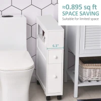 HOMCOM Rolling Bathroom Storage Cabinet Slim Side Holder Organizer with Drawers-White(m-4)