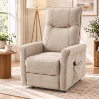 HOMCOM Sillón Relax Reclinable Eléctrico Levanta Personas 155° de Chenilla con Mando Asiento de Muelles Reposapiés Marrón(m-9)