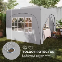 Outsunny Carpa Plegable 3x3 m con Altura Ajustable 3 Niveles 4 Laterales Ventanas y Bolsa UPF50+ Impermeable Gris(m-6)