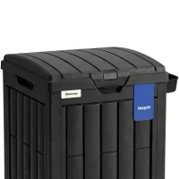 Outsunny 110 L Outdoor Bin with Dual Lid, Waterproof Plastic Trash Bin with Ashtray and Drip Tray, Garden Waste Trash Bin, Black(m-12)