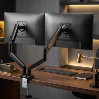 HOMCOM Dual Monitor Stand for 2 Screens up to 32", Height Adjustable Monitor Riser with Tilt & Swivel(m-14)