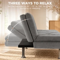 HOMCOM Convertible Sofa Bed, 3 Seater Futon Sofa with Adjustable Backrest, Wide Seat for Living Room, Small Space, Grey(m-5)