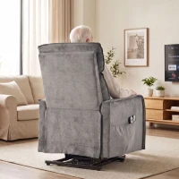 HOMCOM Sillón Relax Reclinable Eléctrico Levanta Personas con 2 Puntos Masaje Asiento con Muelles Reposapiés de Chenilla Gris(m-8)