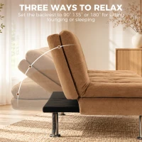 HOMCOM Convertible Sofa Bed, 3 Seater Futon Sofa with Adjustable Backrest, Wide Seat for Living Room, Small Space, Brown(m-5)