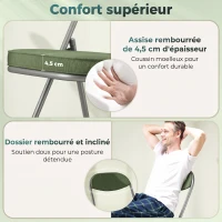 HOMCOM Lot de 2 chaises pliantes chaises de salle à manger portables avec assises et dossiers rembourrés en velours côtelé vert(m-4)