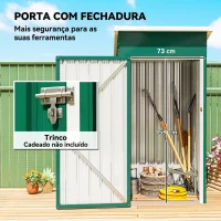 Outsunny Abrigo Exterior Metálico 107,5x91x185 cm Abrigo de Jardim com Teto Inclinado Porta com Trinco Ventilação e Luvas Verde(m-7)