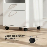 HOMCOM comoda pentru birou, cu roti, 40x35x60cm, alba(m-5)