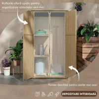 Outsunny Dulap de grădină din lemn, 2 rafturi, 2 uși încuiabile, acoperiș impermeabil cu înveliș asfaltat, natur(m-4)