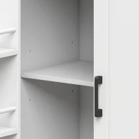 HOMCOM Ilha de Cozinha com Rodas, Tampo Extensível, Estação de Carregamento, Compartimento para Balde, Prateleiras nas Portas, Branco(m-16)
