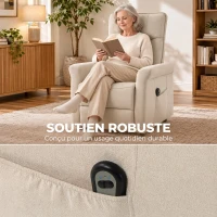 HOMCOM Fauteuil Releveur Électrique, Fauteuil Relax Électrique en Chenille avec Dossier Inclinable, Coussin à Ressorts, Crème(m-7)