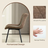 HOMCOM Set of 2 modern tufted dining chairs for living room, dining room, bedroom, brown(m-6)
