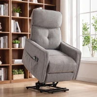 HOMCOM Sillón Relax Reclinable Eléctrico Levanta Personas con 2 Puntos Masaje Asiento con Muelles Reposapiés de Chenilla Gris(m-2)
