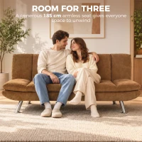 HOMCOM Convertible Sofa Bed, 3 Seater Futon Sofa with Adjustable Backrest, Wide Seat for Living Room, Small Space, Brown(m-6)