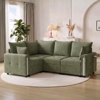 HOMCOM 228cm L Shaped Sofa with Lift-Up Storage, 3-Seater Sectional Sofa with Wide Deep Seat, Dark Green(m-9)