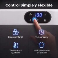 HOMCOM Secadora de Evacuación 3 kg 1000W con Pantalla Táctil Control de Tiempo y Temperatura Función Antiarrugas Blanco(m-6)