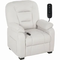 HOMCOM Cadeirão Relax Reclinável Elétrico Silencioso com Função Memória Apoio para os Pés Comando à Distância e Bolsos Laterais Creme(m-16)