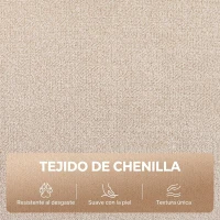 HOMCOM Sillón Relax Reclinable Eléctrico Levanta Personas 155° de Chenilla con Mando Asiento de Muelles Reposapiés Crema(m-6)
