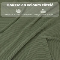 HOMCOM Lot de 2 chaises pliantes chaises de salle à manger portables avec assises et dossiers rembourrés en velours côtelé vert(m-7)