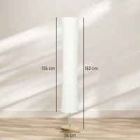HOMCOM LED Floor Lamp, 152 cm Modern Dimmable Standing Lamp with Paper Shade, Pine Wood Base, White(m-3)