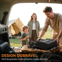 Outsunny Carro de Praia Dobrável com Rodas, Pega Ajustável, Estrutura em Metal e Saco de Transporte, até 60 kg, para Jardim e Campismo, Preto(m-6)