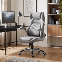 Vinsetto Scaun de Birou Ergonomic din Țesătură Respiranta Efect In, Înălțime Reglabilă, 68x76x109-117cm, Gri(m-12)