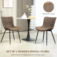 HOMCOM Set of 2 modern tufted dining chairs for living room, dining room, bedroom, brown(m-4)