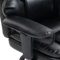 HOMCOM, Scaun de Birou, cu Suport pentru Picioare și Tetieră, din Piele PU, Spumă și Metal, 76x73x117-125 cm, Negru(m-12)